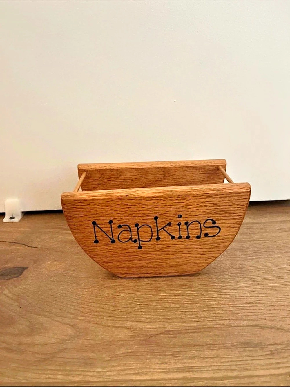 Wooden Napkin Holder Brown Solid Oak Cottage Home Decor Vintage